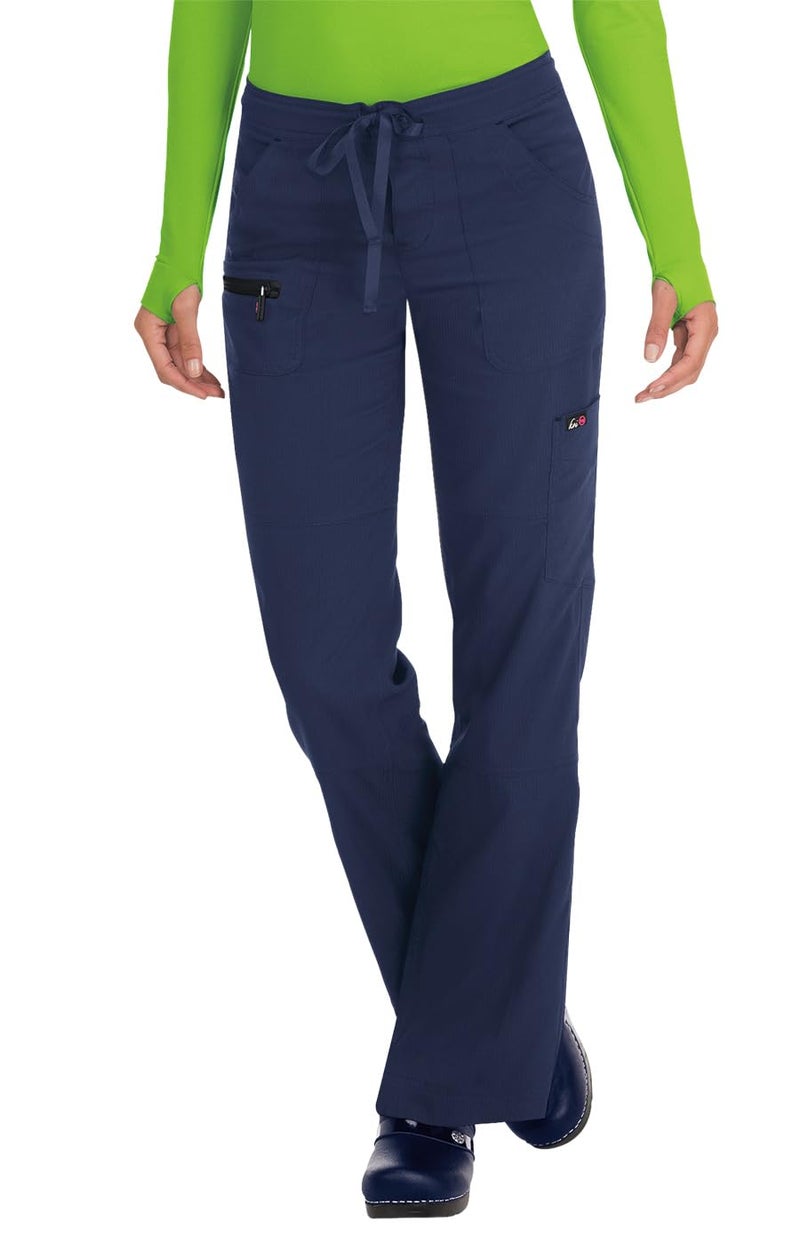 KOI Lite Peace Women's 6-Pocket Stretch Scrub Pants Navy Medium Tall - Image 1
